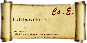 Csimbora Erik névjegykártya